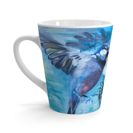 Birds & Fruit Latte Mug - Restless Abundance Design